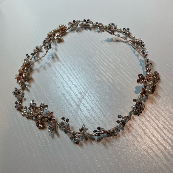 Rose Gold Pearl Angel Rivera Bridal Hair Piece. main image 5